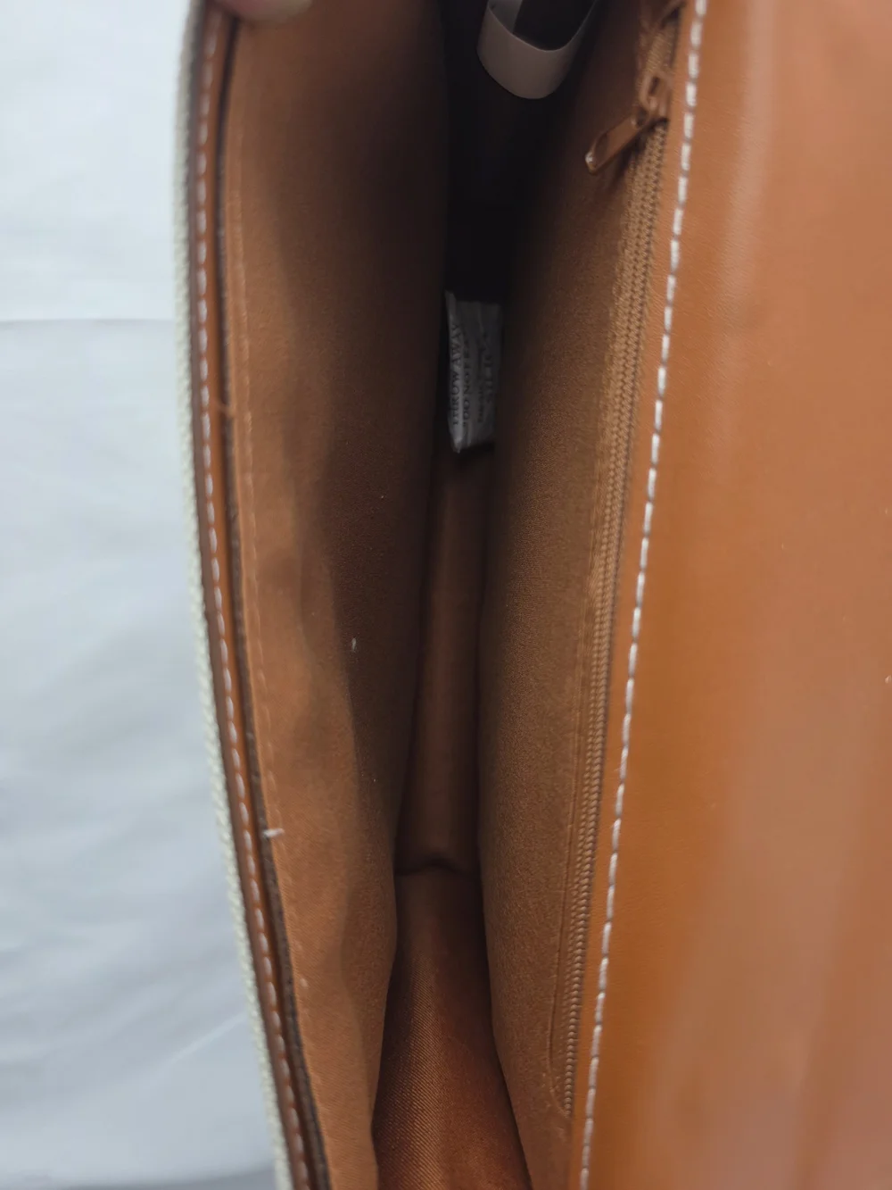 Loulu Canvas Crossbody Bag Gold Chain Tan Leather Trim Elegant Envelope Design